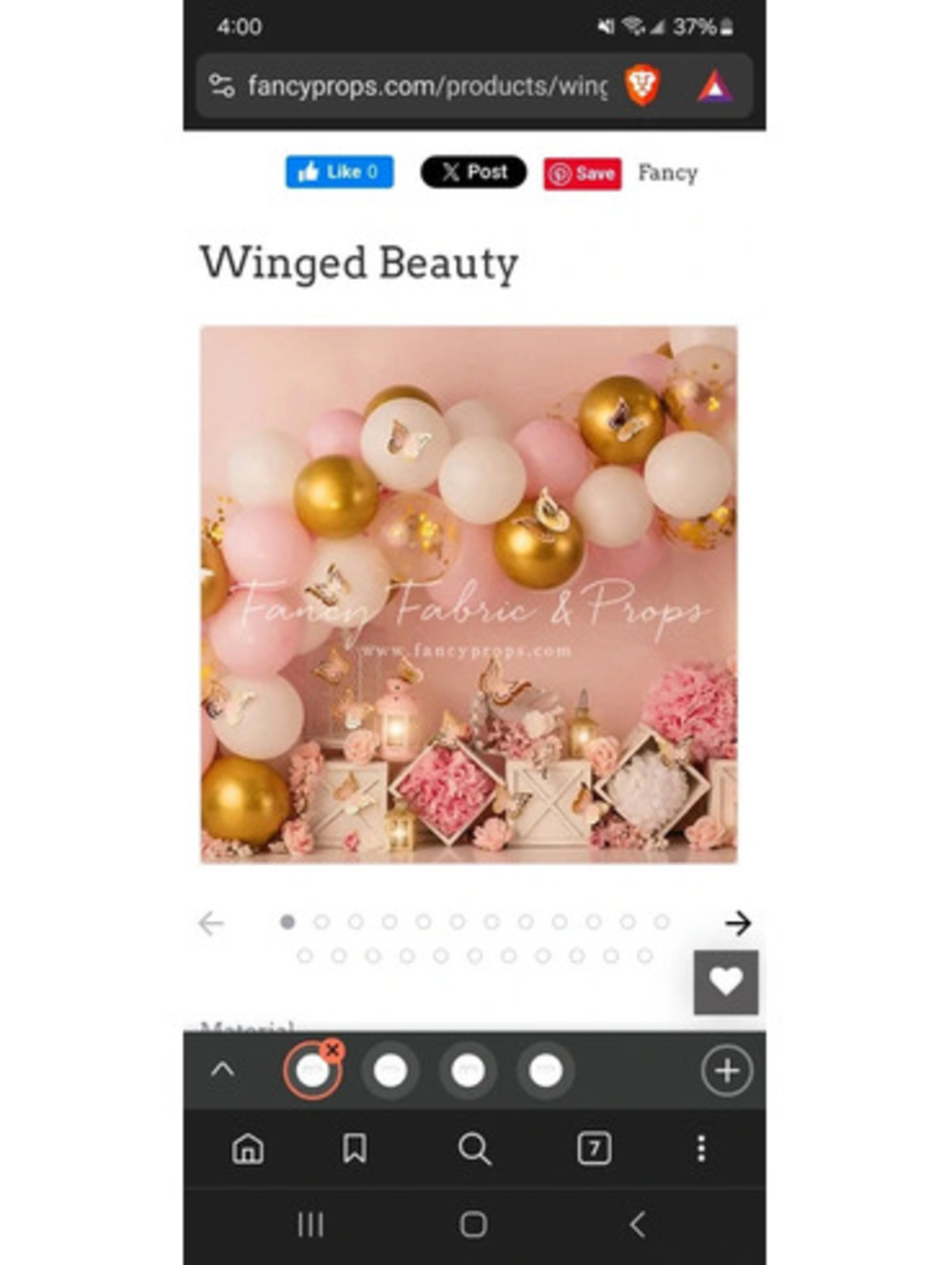 Fancy fabrics professional backdrop for photographers cake smash "winged beauty"